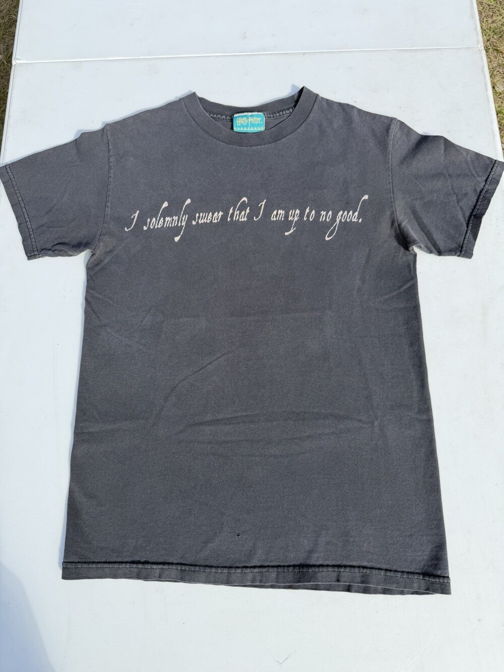 Harry Potter Promo Tshirt 2007 Size Small Dark Gray “Mischief Managed” Good